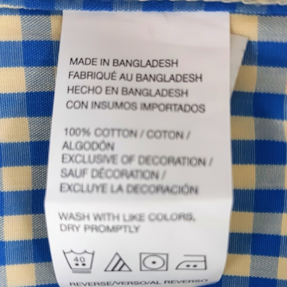 NWT- IZOD Blue & Yellow Gingham Check Men's Shirt - Picture 5 of 6